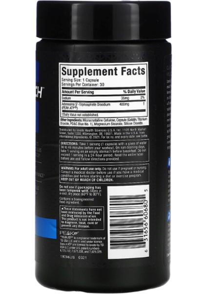 Platinum Muscle Builder Peak Atp 30 Rapid-Release Capsul Usa Version