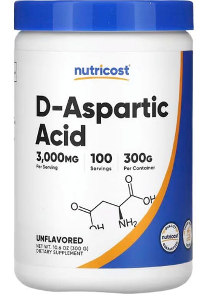 D-Aspartic Acid (Daa) Powder 300gr- Gluten Free & Non-Gmo - Usa