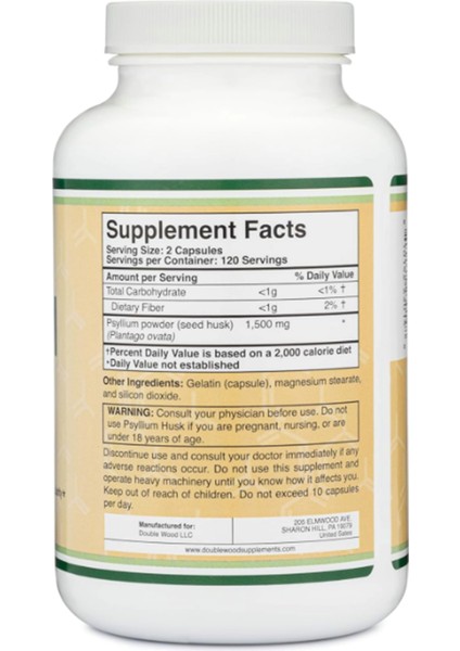 Psyllium Husk (240 Capsul 1 500mg Per Serving) Natural And Soluble Fiber For Maintaining Regularity