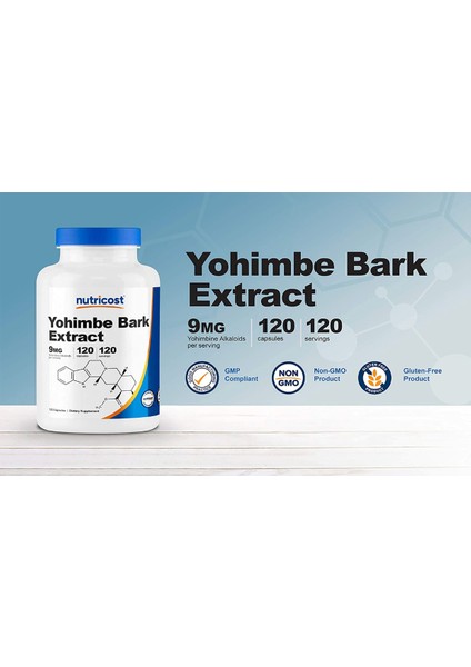 Yohımbe Bark Extract 450mg (9mg Alkaloids) 120 Capsules - Extra Strength Usa Version