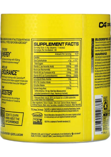C4 Pre-Workout 30 Servis Usa Version
