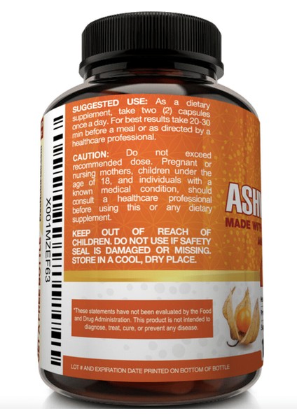 Premium Ashwagandha Ve Karabiber 1600mg 120 Capsules With Black Pepper Root