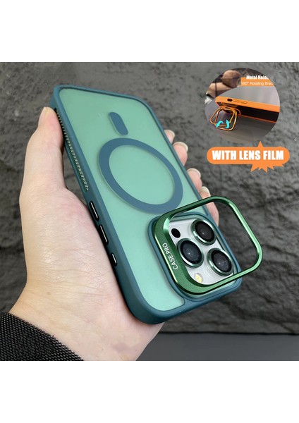 iPhone 11 Kılıf + Lens Koruyucu Magsafe ve Stant Özellikli Arkası Mat Sert Pc Leke Yapmaz fiyatları