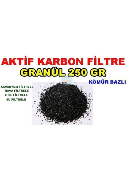 Aktif Karbon Kömür Bazlı Filtre Malzemesi Granül 250 Gram Filitre Etil Su Hava Akvaryum Sıvılar