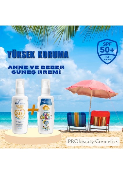 Probeauty Yetişkin Ve Çocuk Güneş Kremi Bir Arada 2li Set 50+ Spf Yüksek Koruma Leke Karşıtı Güneşkreyetişkin