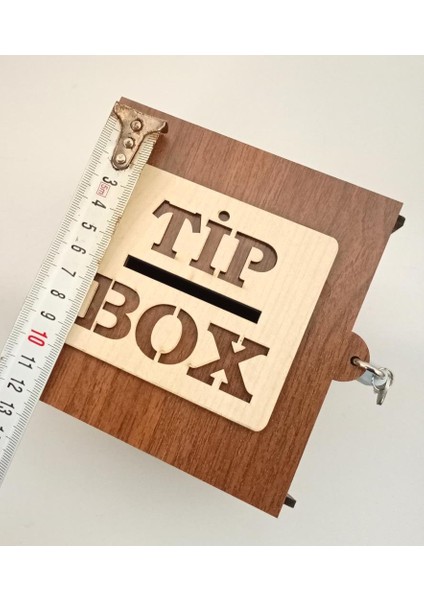Orta Boy Tip Box Eskitme Tarz Ahşap Oyma Ince Işlemeli 13CM Bahşiş Kutusu Asma Kilitli + 2 Anahtarlı