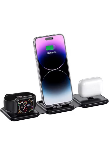 FXN-A34  Iphone/iwatch/airpod Katlanabilir Kablosuz Şarj 10W Hızlı Şarj Taşınabilir Manyetik