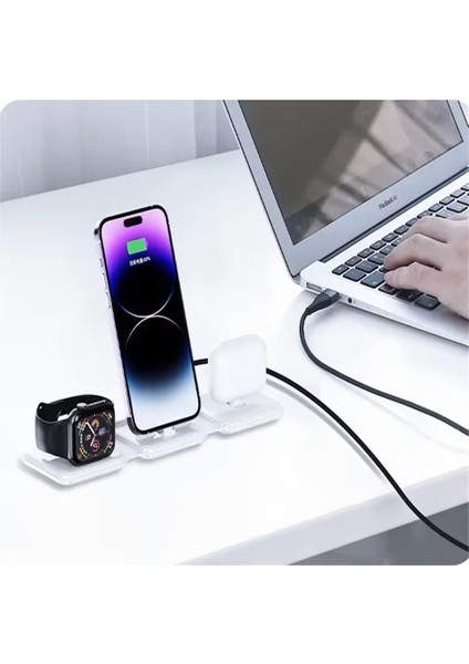 FXN-A34  Iphone/iwatch/airpod Katlanabilir Kablosuz Şarj 10W Hızlı Şarj Taşınabilir Manyetik