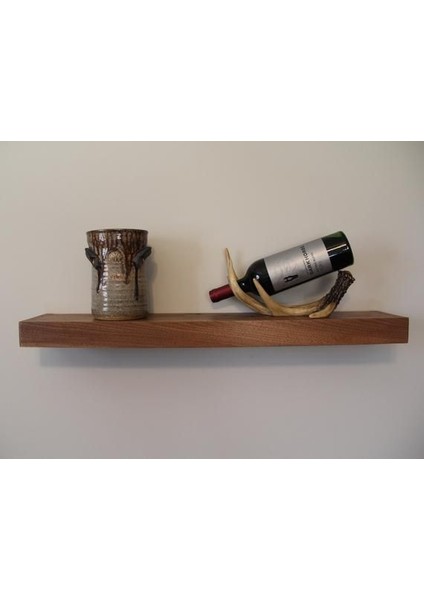 Dekoratif Doğal Ahşap Tek’li 65x15x4 cm (Gizli Aparatlı Raf)
