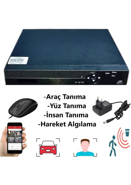 2 Kameralı Set - Araç Insan Yüz Tanımalı Gece Görüşlü 36 Ir Ledli Metal Güvenlik Kamerası Seti E336 fiyatları