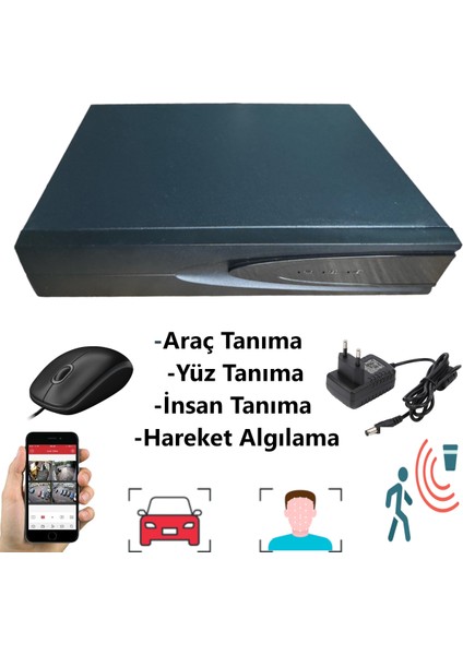 7 Kameralı Set - Araç Insan Yüz Tanımalı Gece Görüşlü 36 Ir Ledli Metal Güvenlik Kamerası Seti E336 fiyatları