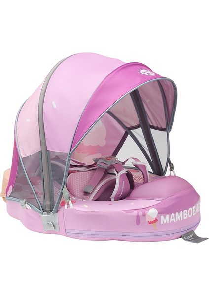 Mambobaby Yeni Bebekler Için Desenli Güneş Korumalı -Gölgelikli Emniyet Kilitli Güvenli Çocuk Yüzme Can Simidi