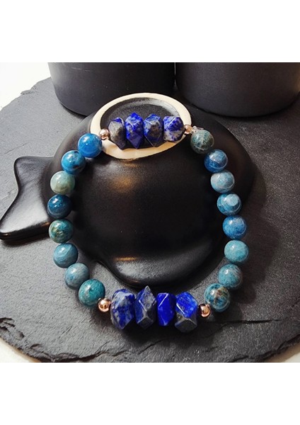 Lapis Lazuli ve Mavi Apatit Orjinal Doğal Taş Kadın ve Erkek Bileklik / Hafıza, İfade Becerisi, Kemik ve Diş Sağlığı Bilekliği fiyatları