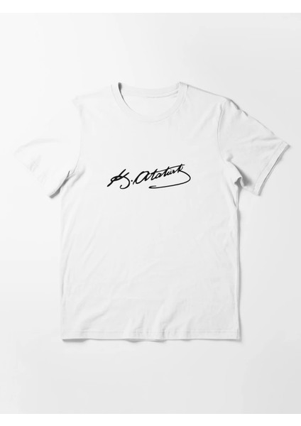 Atatürk Imza Baskılı Baskılı Bisiklet Yaka T-Shirt fiyatları