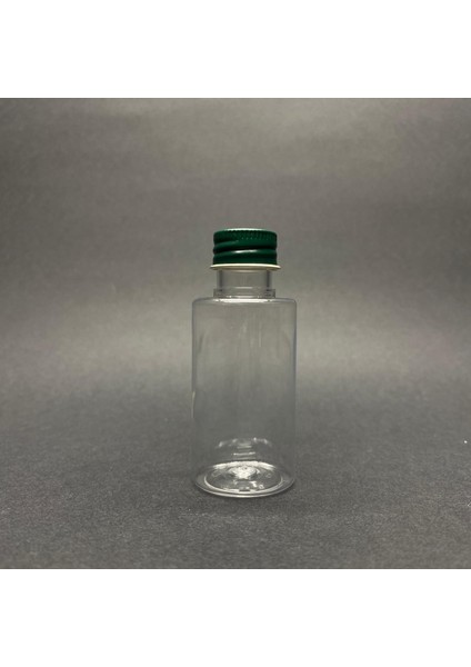30 cc Pet Şişe Silindir Kısa - Yeşil Metal Kapaklı- 30ML Pet Şişe- x 10 Adet