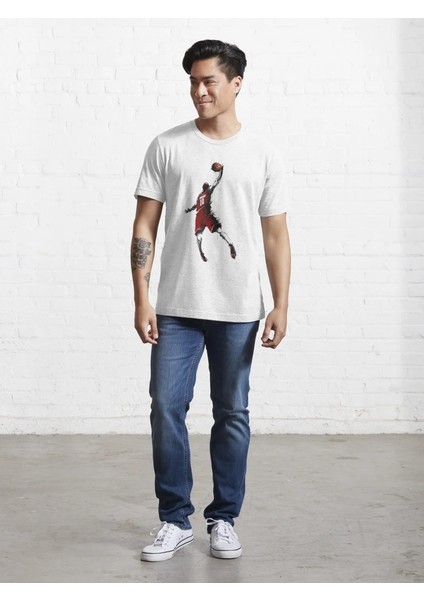 Basket Adam Baskılı Bisiklet Yaka T-Shirt