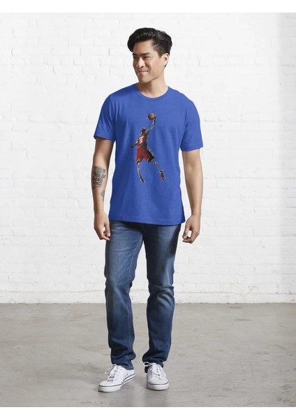 Basket Adam Baskılı Bisiklet Yaka T-Shirt