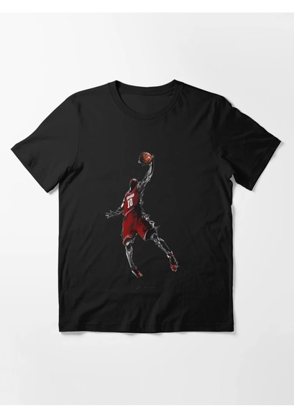 Basket Adam Baskılı Bisiklet Yaka T-Shirt