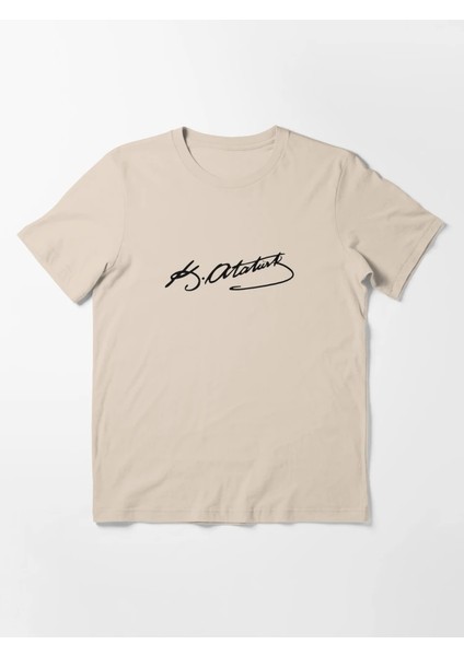Atatürk Imza Baskılı Baskılı Bisiklet Yaka T-Shirt fiyatları