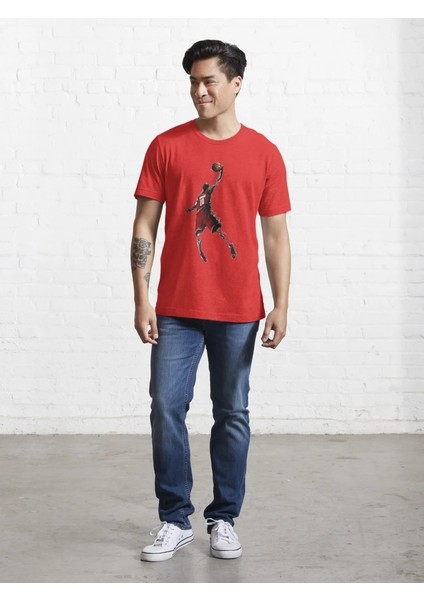 Basket Adam Baskılı Bisiklet Yaka T-Shirt