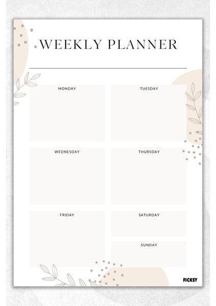 Haftalık Planlayıcı A4 Ebat Yapılacaklar 30 Yaprak Weekly Planner