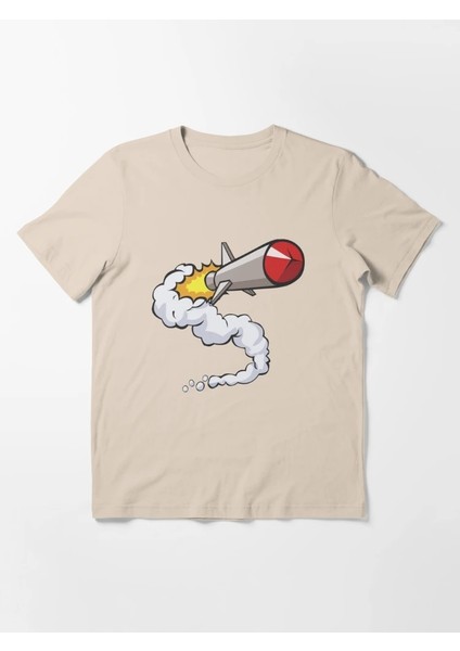 Füze Baskılı Bisiklet Yaka T-Shirt fiyatları