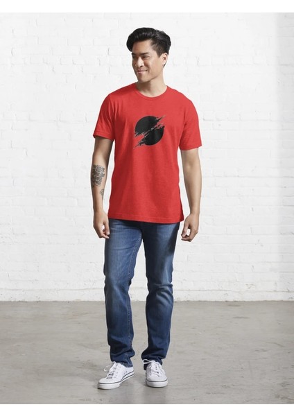 Gezegen Baskılı Bisiklet Yaka T-Shirt