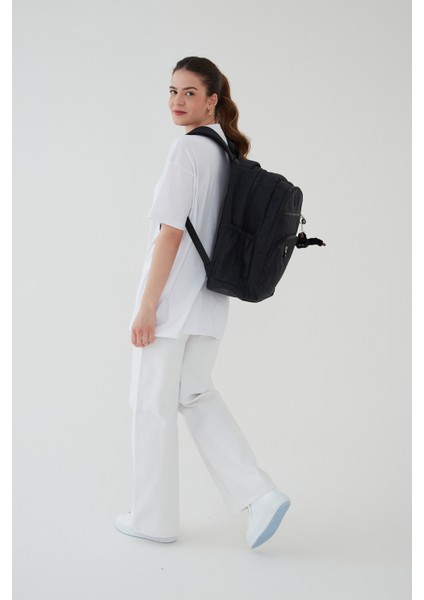 Collina Unisex Krinkıl Kumaş Su Geçirmez Büyük Boy Çok Gözlü Seyahat Sırt Çantası Okul Çantası RC-S001B