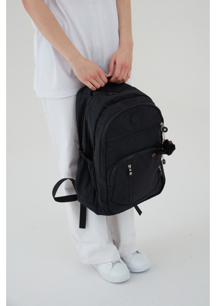 Collina Unisex Krinkıl Kumaş Su Geçirmez Büyük Boy Çok Gözlü Seyahat Sırt Çantası Okul Çantası RC-S001B