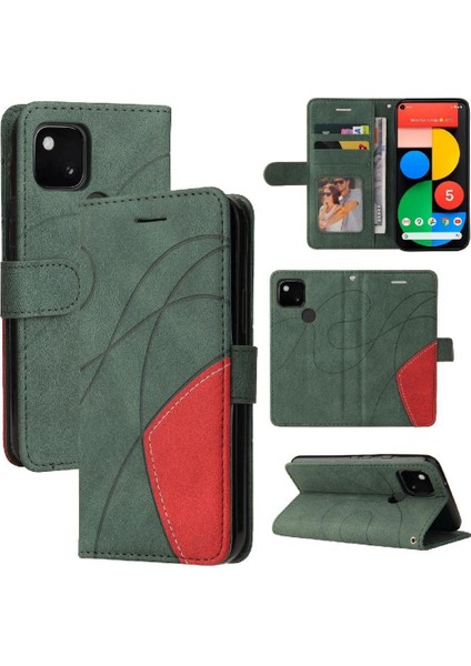 Kart Yuvası Standı ile Google Piksel 5 Için Kılıf Pu Deri Flip Folio Kılıf (Yurt Dışından)