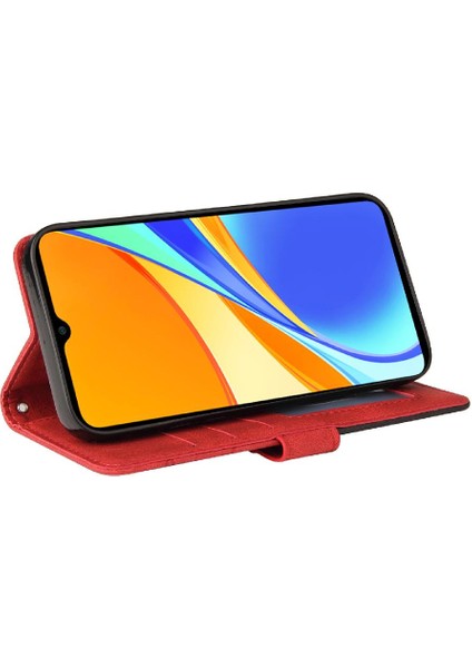 Kart Yuvası Standı Iki Renkli Dikiş Pu Flip ile Xiaomi Redmi 9c Için Kılıf (Yurt Dışından)