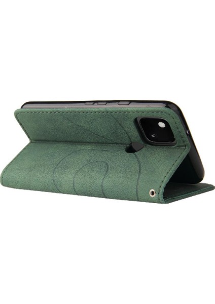 Kart Yuvası Standı ile Google Piksel 5 Için Kılıf Pu Deri Flip Folio Kılıf (Yurt Dışından)