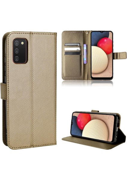 Samsung Galaxy A02S Manyetik Cüzdan Kapak Kickstand Kart Tutucu (Yurt Dışından)