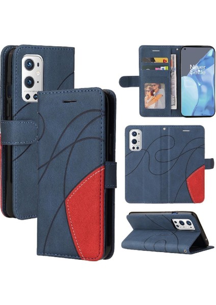 Kart Yuvası Standı Iki Renkli Dikiş Kickstand ile Oneplus 9 Pro Için Kılıf (Yurt Dışından)