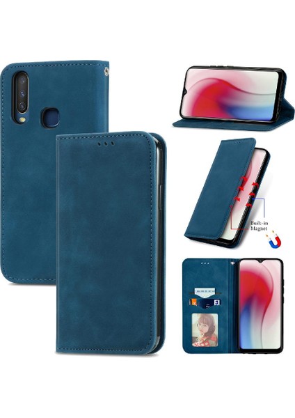 Vivo Y17 Basit Iş Cüzdan Fermuar Kordon Deri Kılıf (Yurt Dışından)