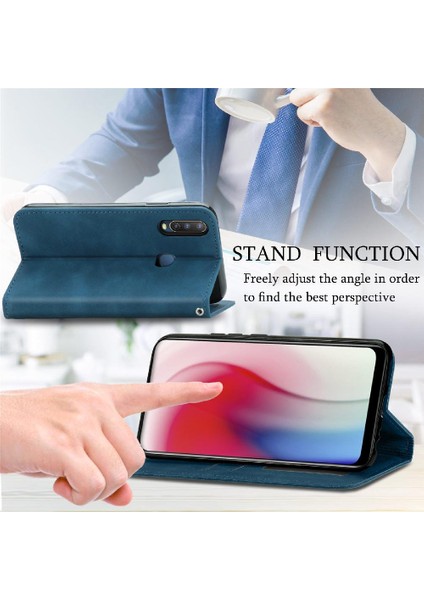 Vivo Y17 Basit Iş Cüzdan Fermuar Kordon Deri Kılıf (Yurt Dışından)