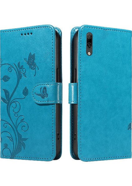 Huawei Huawei 2019 Için Flip Case Yüksek Kaliteli Deri Kabartmalı Kelebek ve (Yurt Dışından)