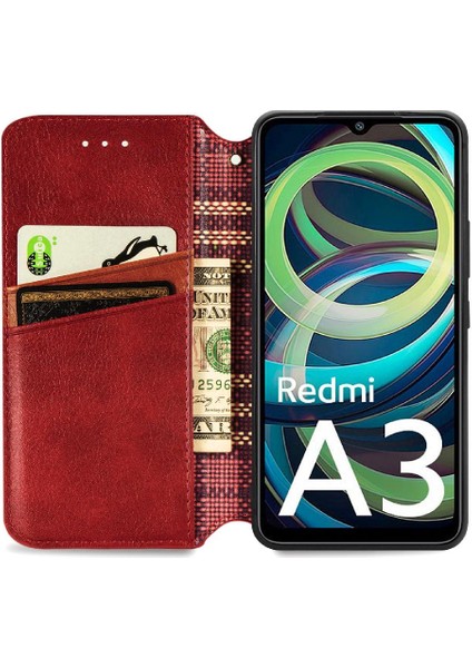 Xiaomi Redmi A3 Kılıf Için Kılıf Moda Tasarım Kapak Çevirin Cüzdan (Yurt Dışından) modelleri