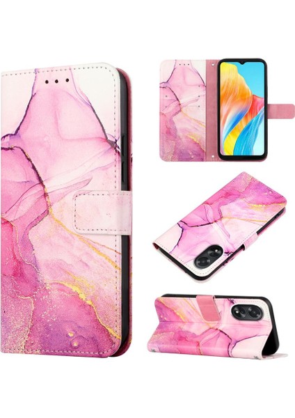 Oppo A38 4g Kickstand Mermer Desen Pu Deri Cüzdan Için Kılıf (Yurt Dışından)