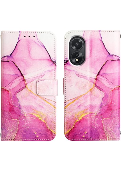 Oppo A38 4g Kickstand Mermer Desen Pu Deri Cüzdan Için Kılıf (Yurt Dışından) modelleri