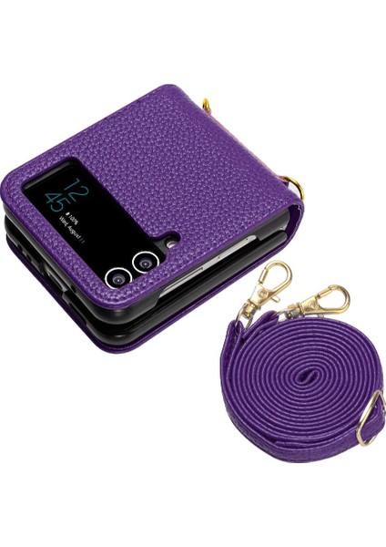 Telefon Kılıfı Için Samsung Galaxy Z Flip 4 Pu Deri Cüzdan Flip Folio Kart (Yurt Dışından)