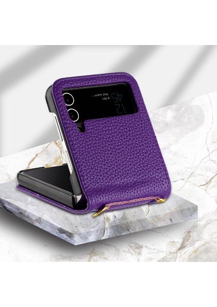 Telefon Kılıfı Için Samsung Galaxy Z Flip 4 Pu Deri Cüzdan Flip Folio Kart (Yurt Dışından)