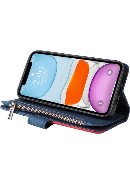 IPhone 11 Için Kılıf Fermuar Cüzdan Tarzı Kart Yuvası ile Iki Renkli Dikiş (Yurt Dışından) fırsatları
