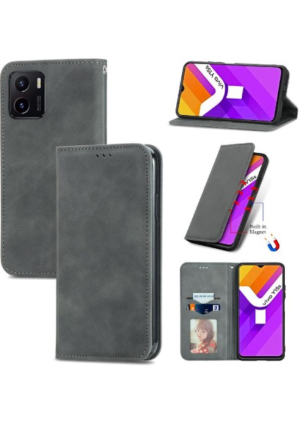 Vivo Y15S Basit Iş Fermuar Cüzdan Kordon Deri Kılıf (Yurt Dışından)
