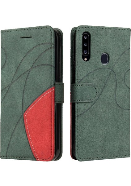 Samsung Galaxy A20S Kickstand Koruyucu Iki Renkli Dikiş Pu (Yurt Dışından)