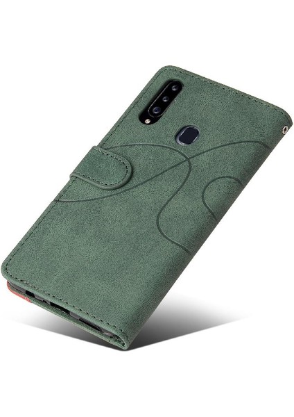 Samsung Galaxy A20S Kickstand Koruyucu Iki Renkli Dikiş Pu (Yurt Dışından)