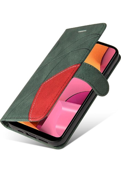 Samsung Galaxy A20S Kickstand Koruyucu Iki Renkli Dikiş Pu (Yurt Dışından)