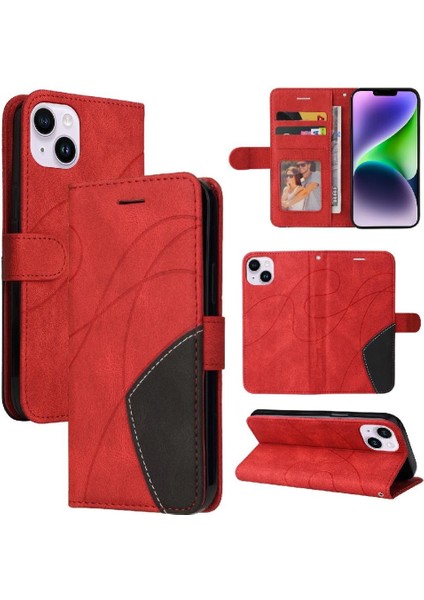 IPhone 15 Artı Kickstand Koruyucu Pu Deri Flip Folio Kılıf (Yurt Dışından)