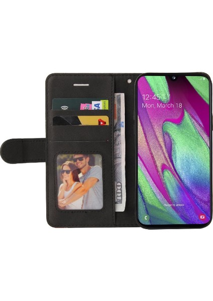 Kart Yuvası Standı Pu ile Samsung Galaxy A40 Iki Renkli Dikiş Için Kılıf (Yurt Dışından) fiyatları