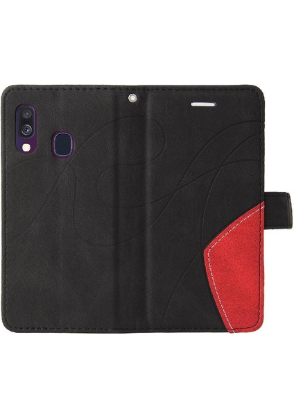 Kart Yuvası Standı Pu ile Samsung Galaxy A40 Iki Renkli Dikiş Için Kılıf (Yurt Dışından) modelleri